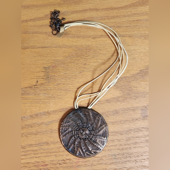 Handcrafted, Woven Earrings And XL, Vintage Copper Necklace - Picture 5 of 6
